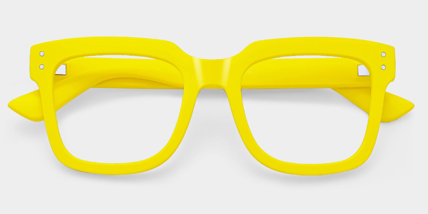 Liizbeett Square Yellow Frame Glasses for Women | ZEELOOL2