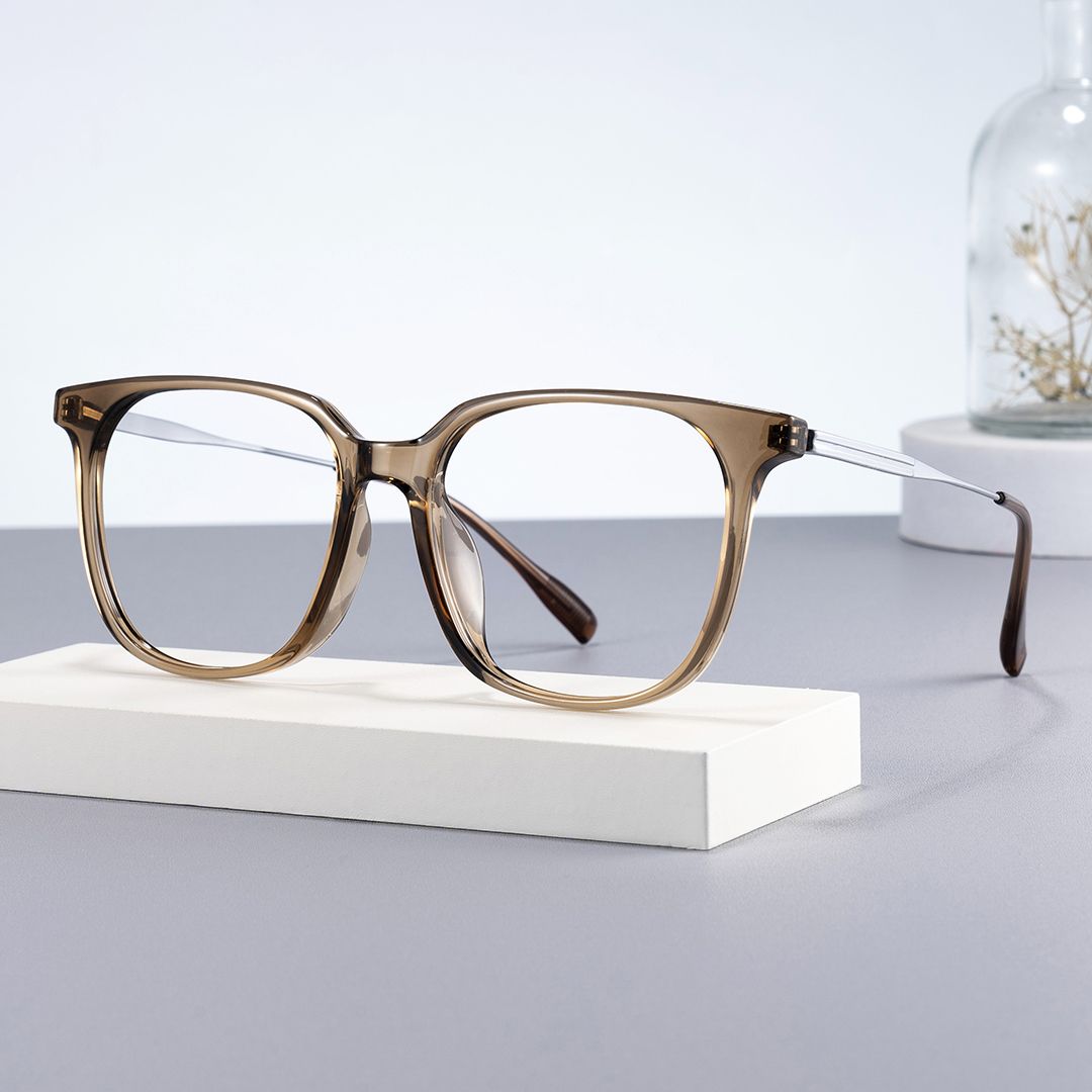 Ameedah Brown Square Thin Glasses | Zeelool0