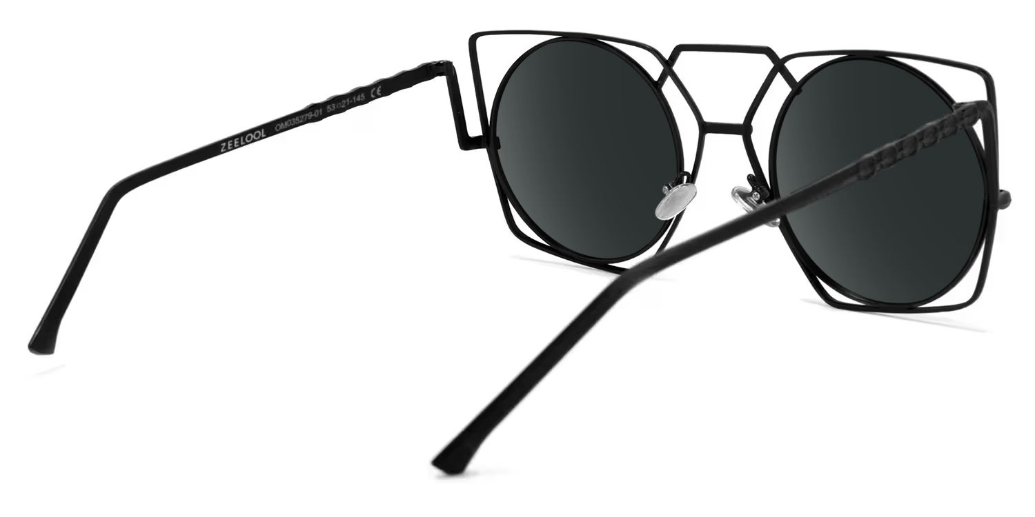 Evette Geometric Black Sunglasses | Zeelool Glasses3