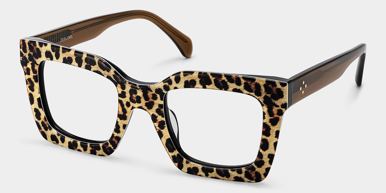 Megan Leopard print Square Frame Glasses for Women | ZEELOOL3