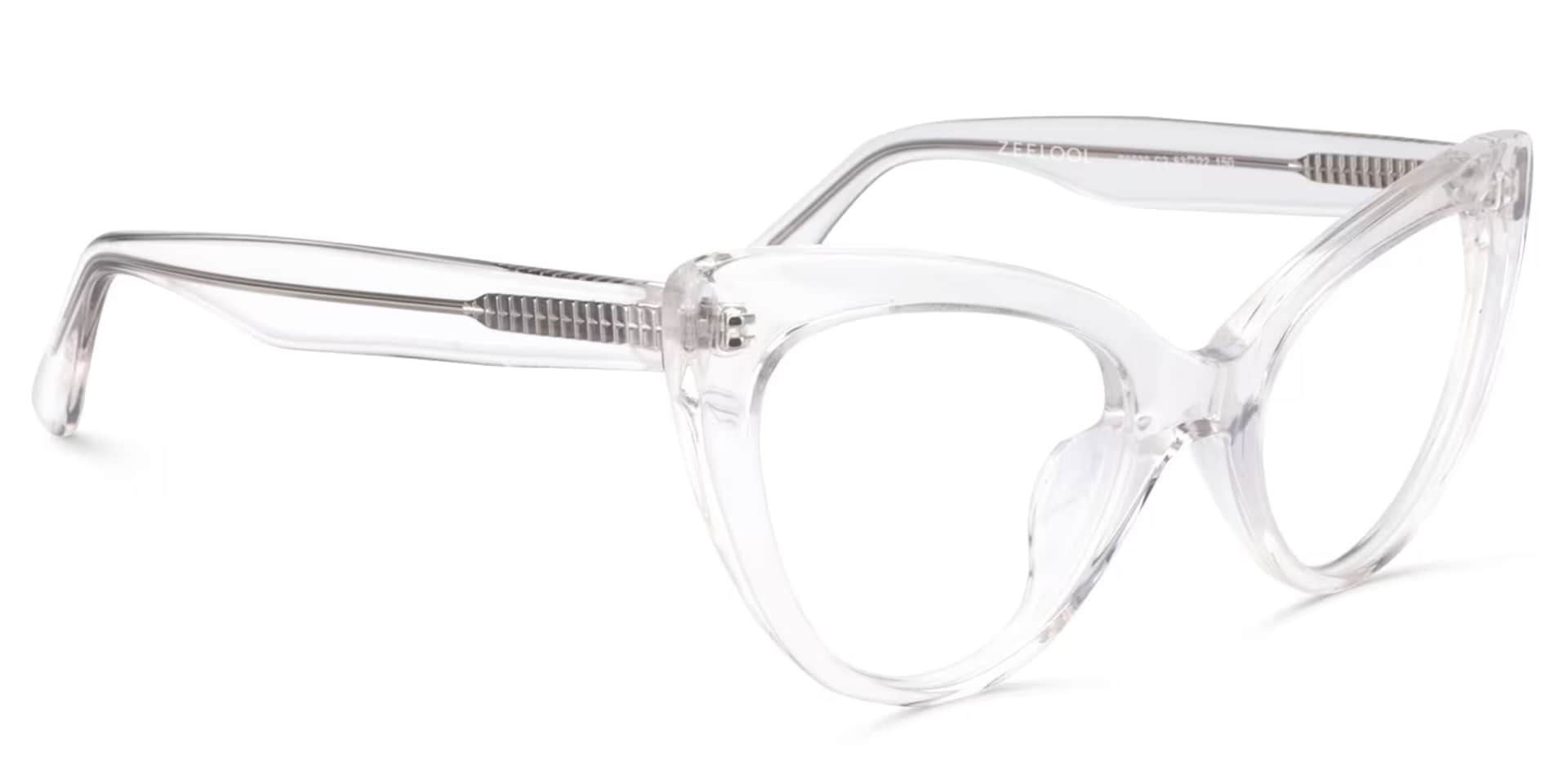 Claudette Cat Eye Crystal Transparent Frame Glasses2