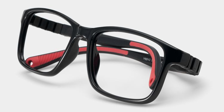 Clay Rectangle Black Red Glasses
