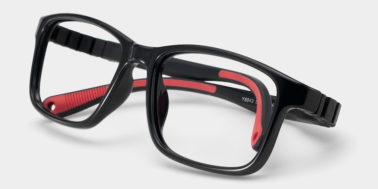 Clay Rectangle Black Red Glasses