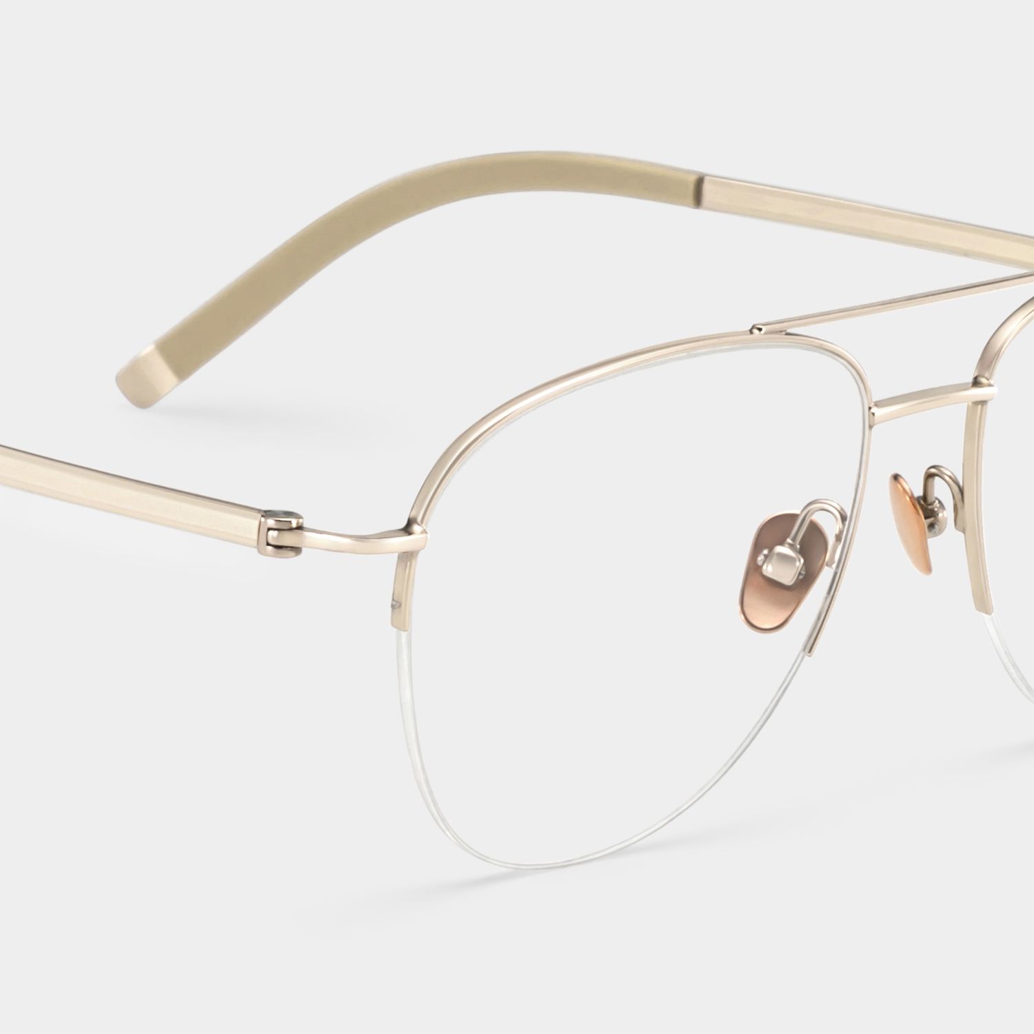 Grayson Semi Rimless Aviator Glasses in Light Gold Frames | ZEELOOL5