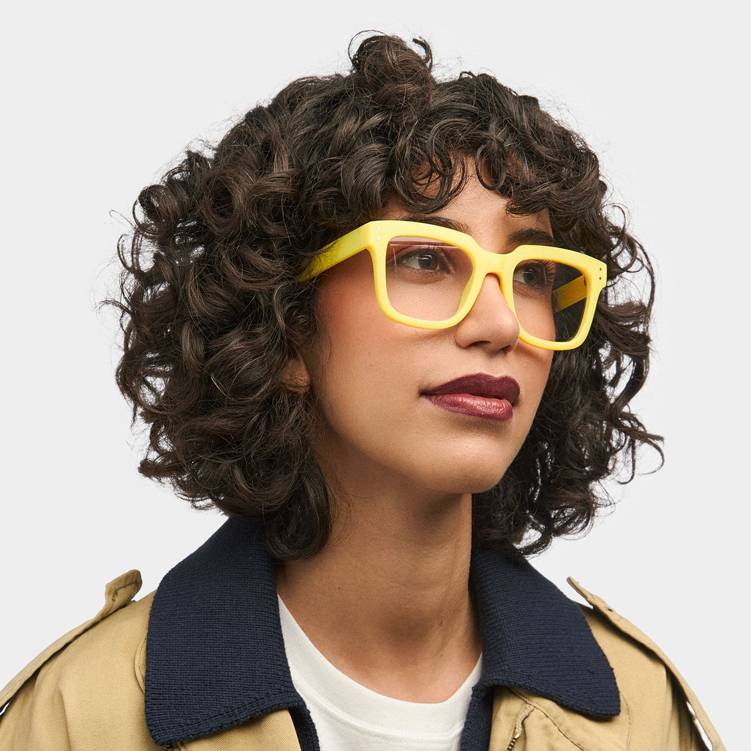 Liizbeett Square Yellow Frame Glasses for Women | ZEELOOL0