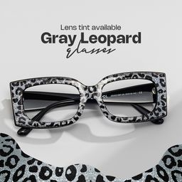 Orduno Rectangle Gray Leopard Glasses0