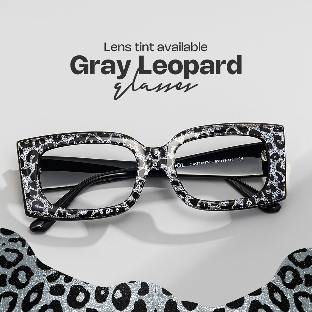 Orduno Rectangle Gray Leopard Glasses