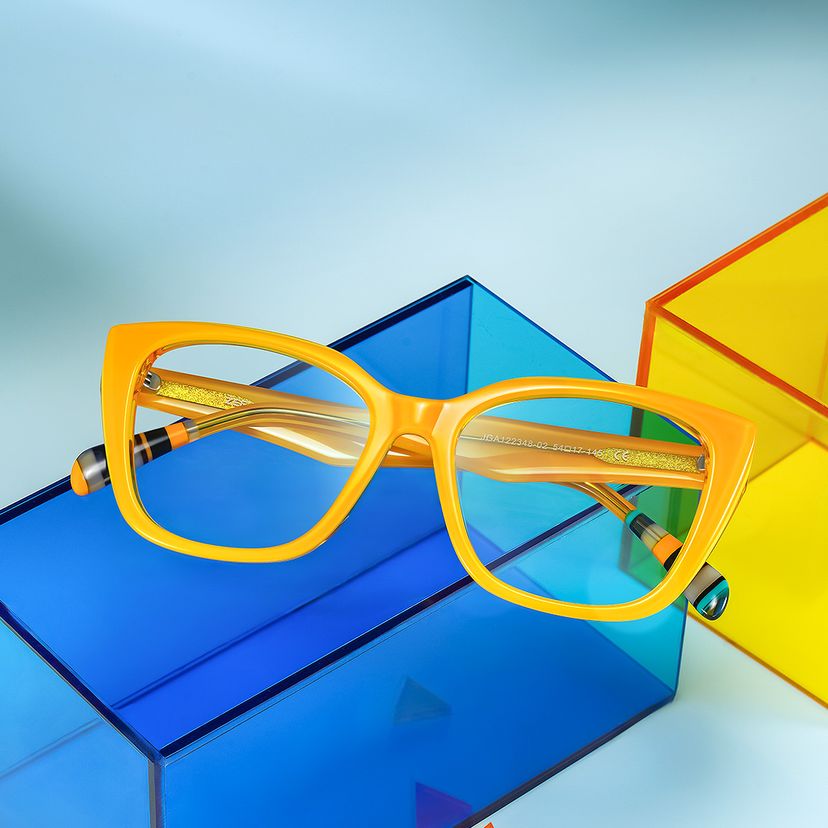 Julius Yellow Frame Glasses with Butterfly Frame Online | ZEELOOL