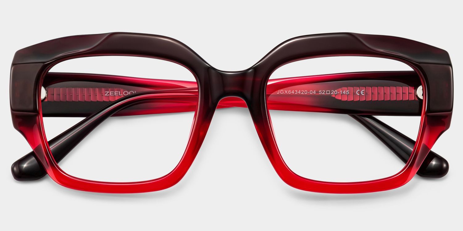Sonnet Gradient Red Square Glasses | ZEELOOL2