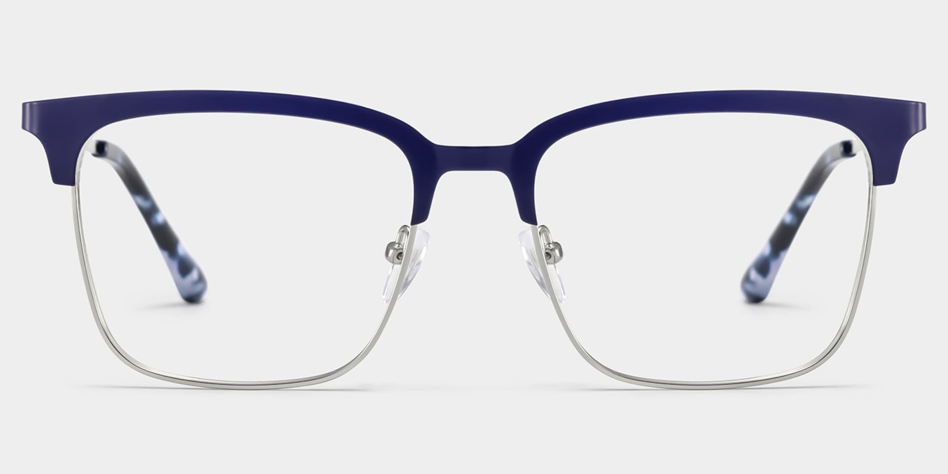 Cleo Blue Silver Frame Glasses with Browline Frame Online | ZEELOOL1