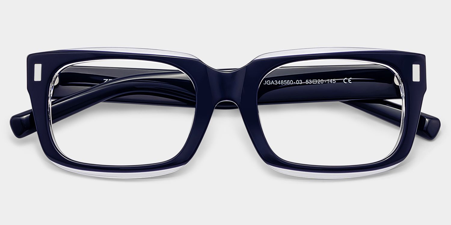 Fayssel Blue Rectangle Acetate Frame Glasses for Men | ZEELOOL1