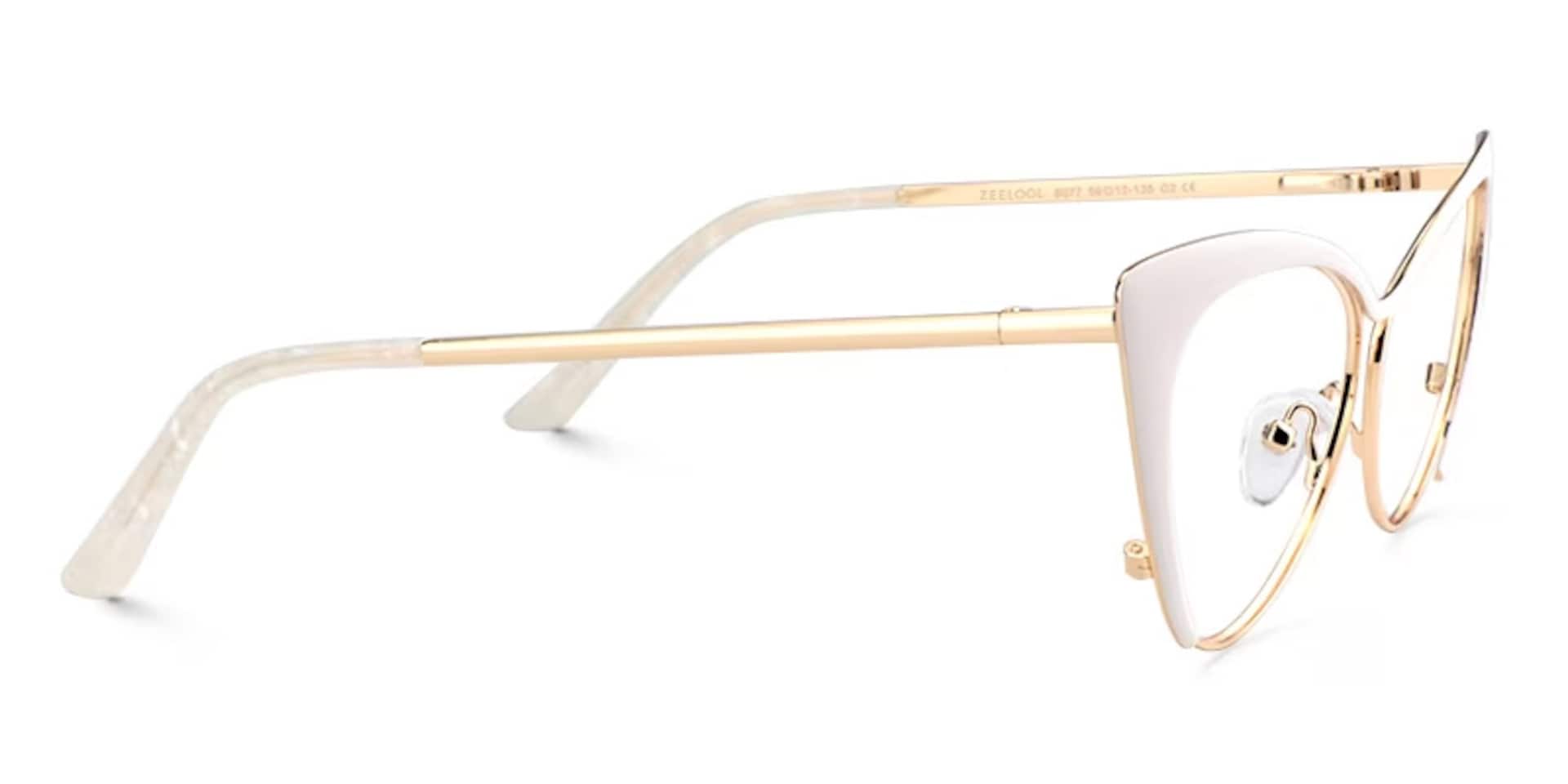 Ellen Cateye White Wire Frame Glasses and Eyeglasses4