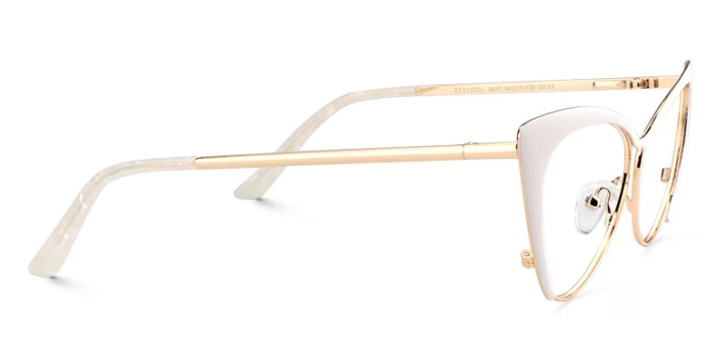 Ellen Cateye White Wire Frame Glasses and Eyeglasses4