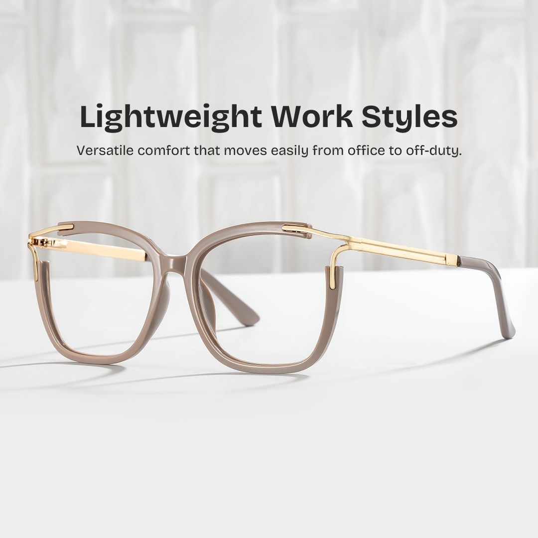 Spring hinges Sidibe Eyeglasses, Sidibe Khaki Glasses -Zeelool