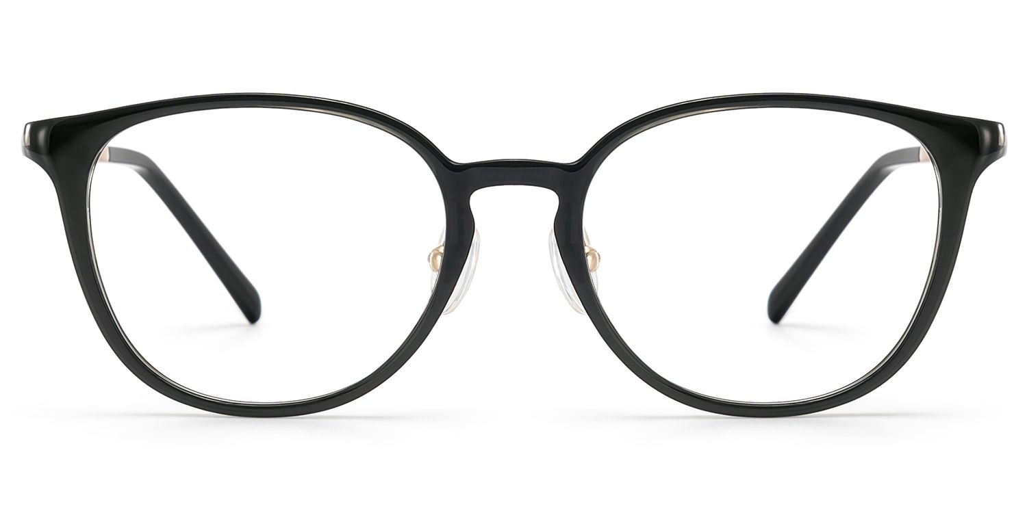 Amanda Rectangle Black Frame Glasses with Gold Trim | ZEELOOL