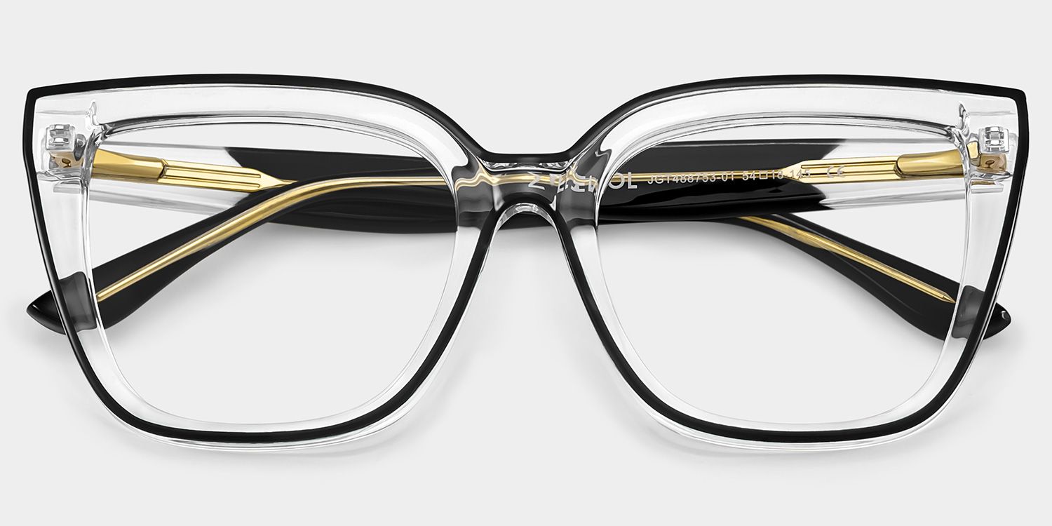 Mirta Square Black Eyeglasses and Crsystal Frames1