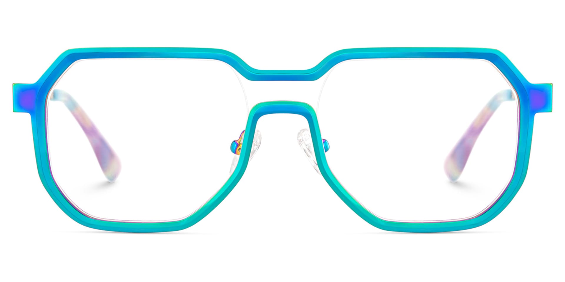 Men's Geometric Glasses in an Iridescent Color2