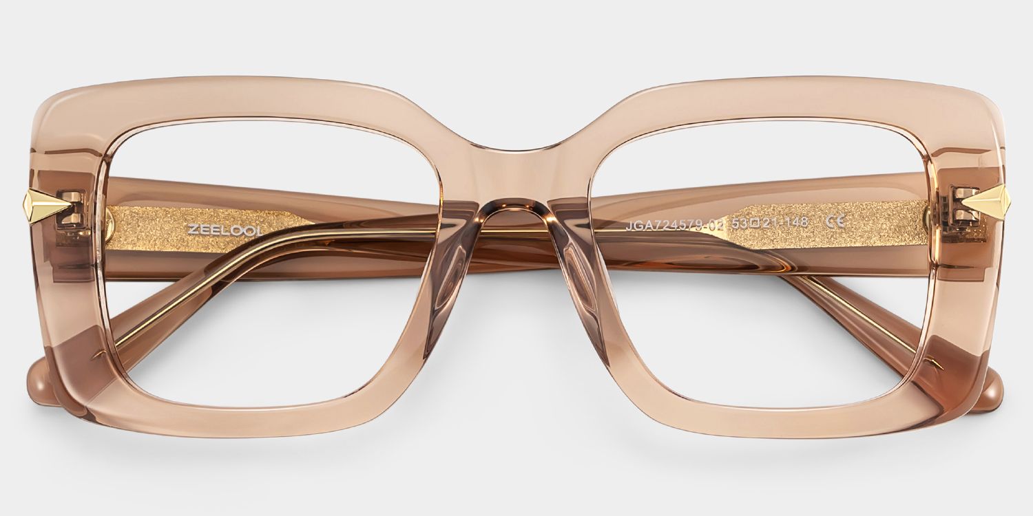 Neon Beige Frame Prescription Glasses with Square Shape | ZEELOOL2