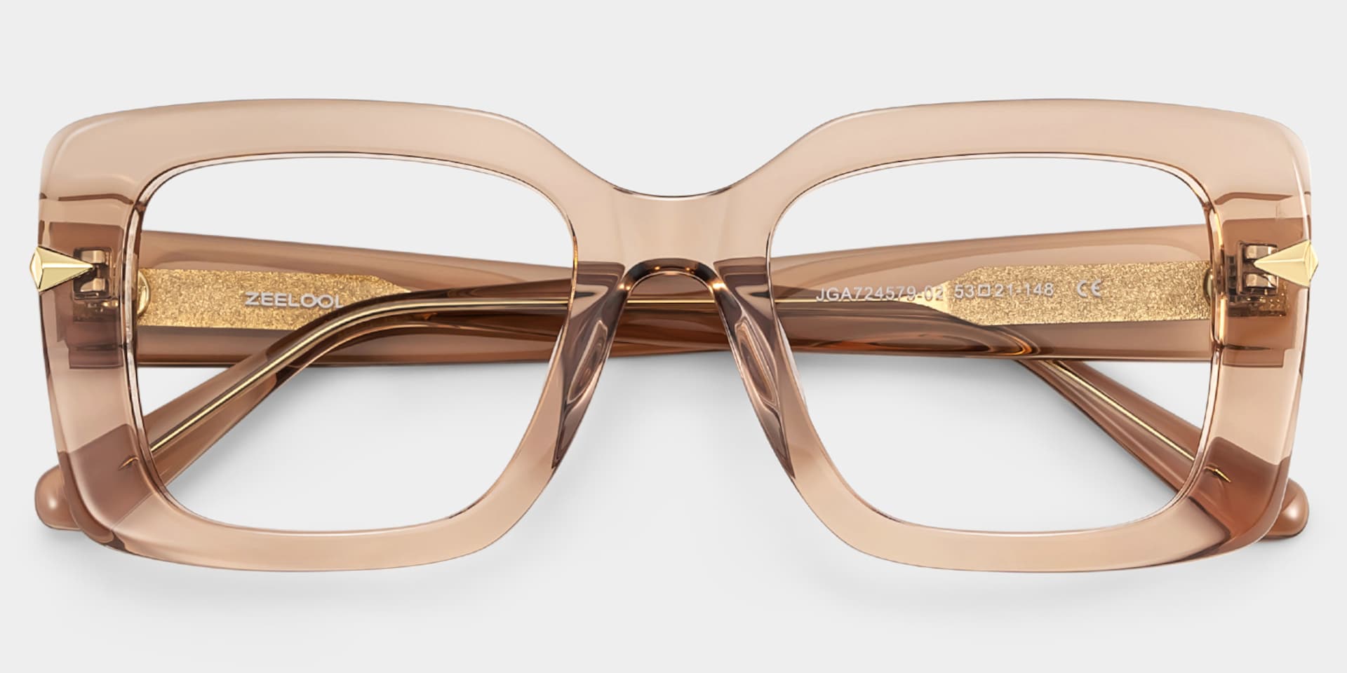 Neon Champagne Frame Prescription Glasses with Square Shape | ZEELOOL2