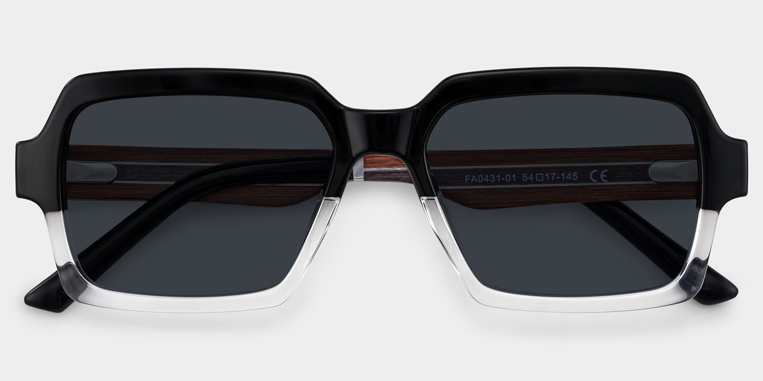 Jack Rectangle Black & Clear Sunglasses | Zeelool Glasses