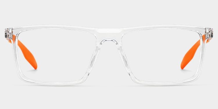 Active Rectangle Clear Orange Glasses