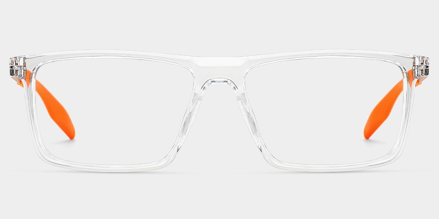 Active Clear Orange Rectangle Frame Glasses | ZEELOOL1