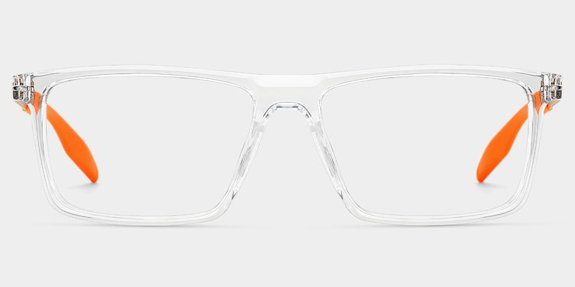 Active Rectangle Clear Orange Glasses