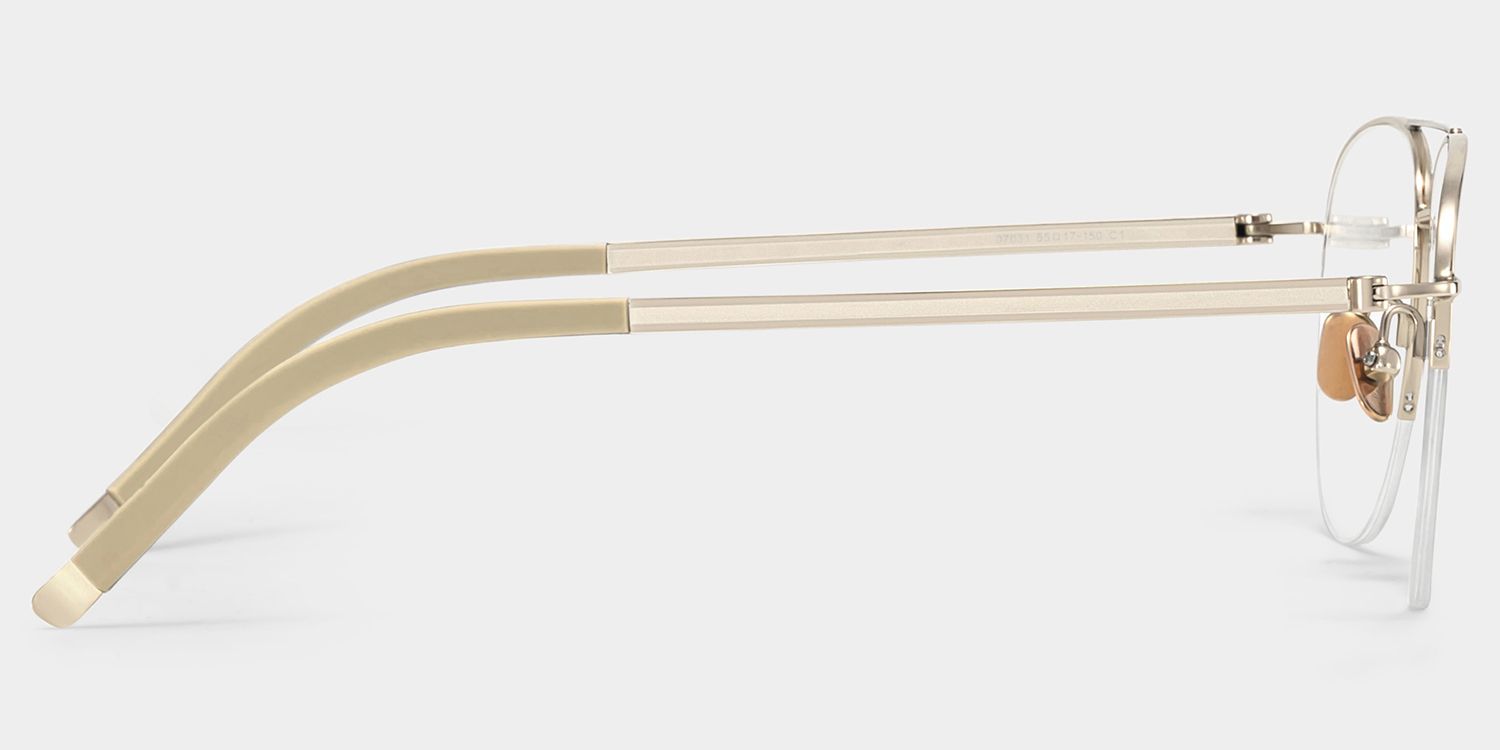 Grayson Semi Rimless Aviator Glasses in Light Gold Frames | ZEELOOL4