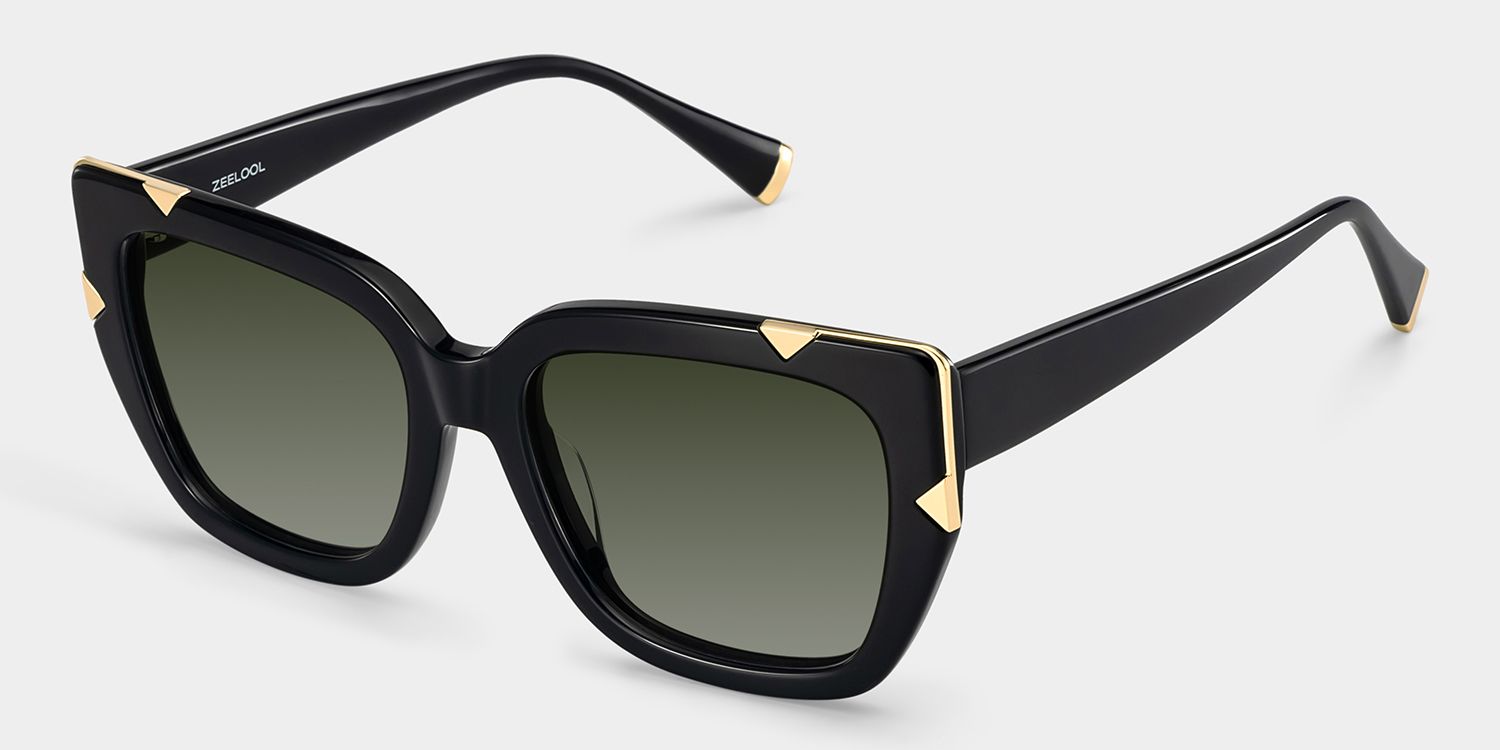 Dax Acetate Black Square Frame Sunglasses | ZEELOOL