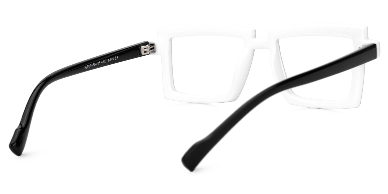 Zephyr Rectangle White Glasses5