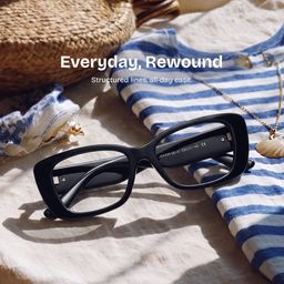 Hannah Black Rectangle Glasses0