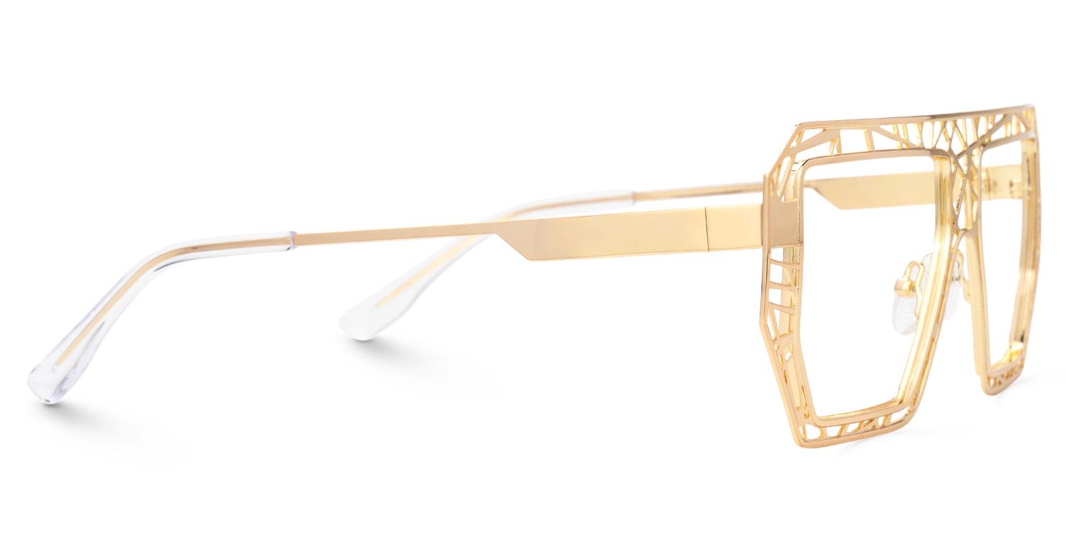 Blake Gold Glasses with Geometric Extra Large Frames | ZEELOOL Canada2