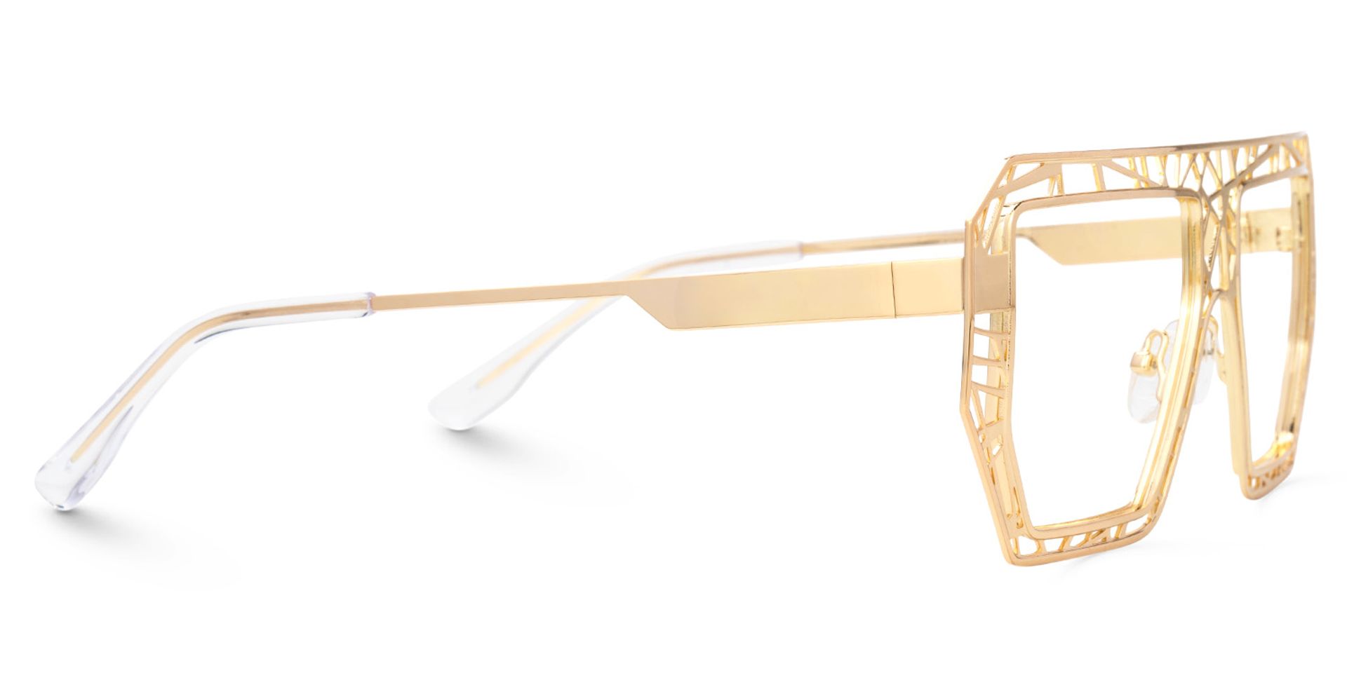 Blake Gold Glasses with Geometric Extra Large Frames | Zeelool2