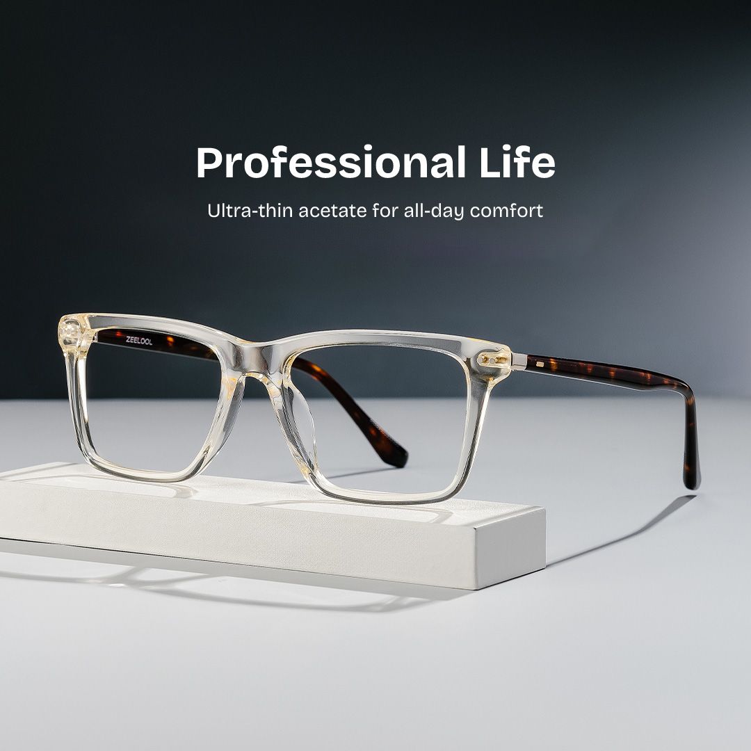 Harper Yellow Frame Prescription Glasses with Rectangle Shape | ZEELOOL0