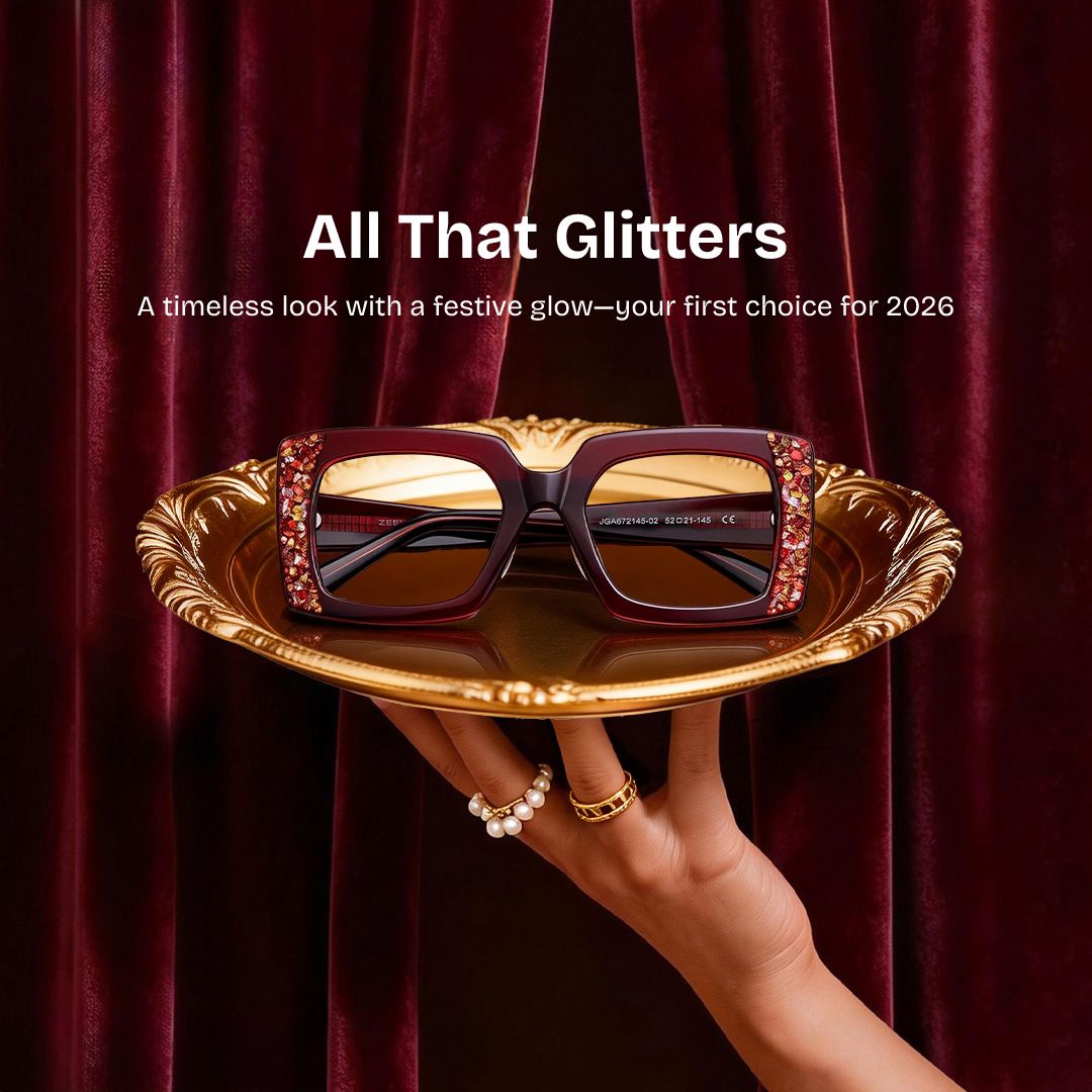 Sable Square Red Maroon Glitter Eyeglass Frames | ZEELOOL0