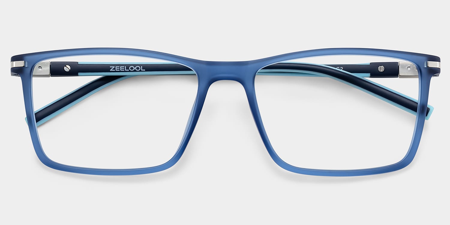 Aaron Rectangle Blue Glasses