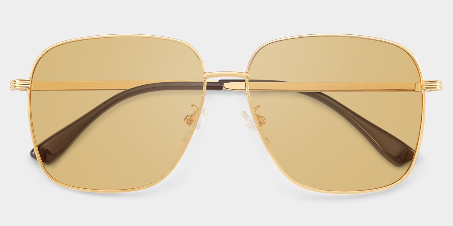 Valentina gold Frame Polarized Sunglasses with square Style Online | ZEELOOL2