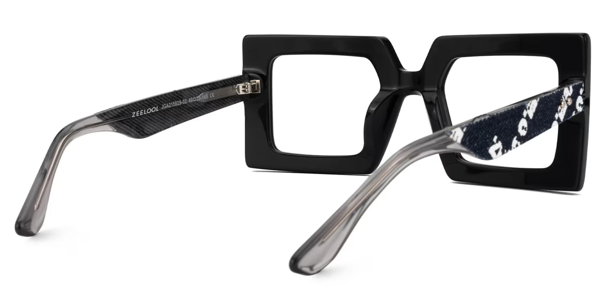 Tiffaney Black Square Glasses with Black Denim Temples3