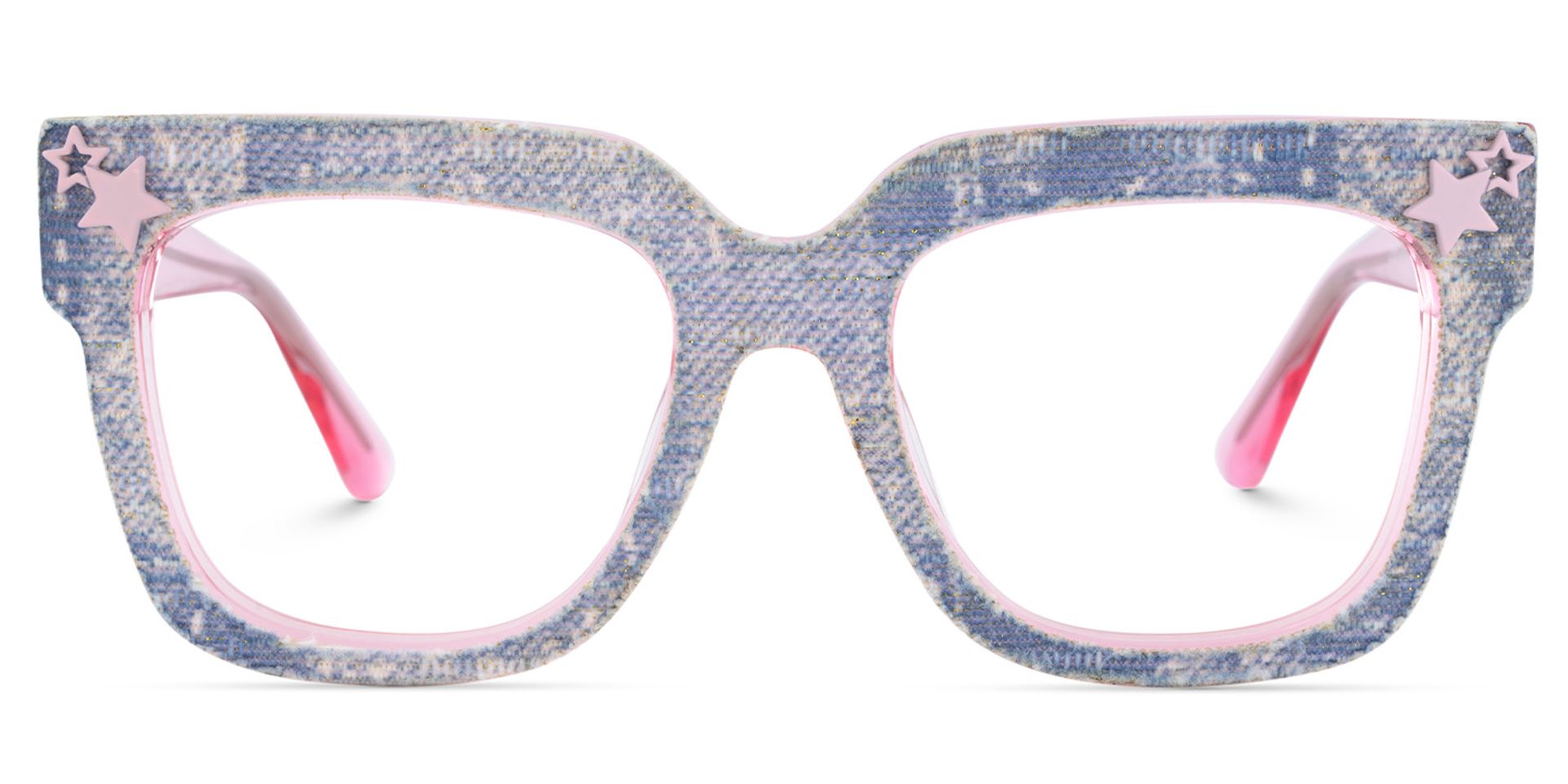 Teresita Thick Blue Denim Glasses in Square Design | Zeelool1