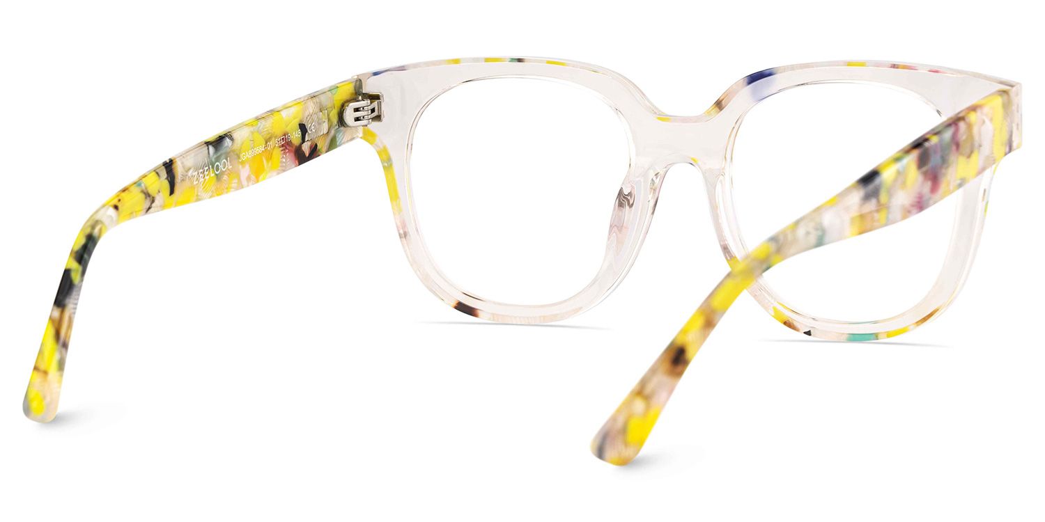 Jett Acetate Yellow Frame Glasses with Square Shape | Zeelool5