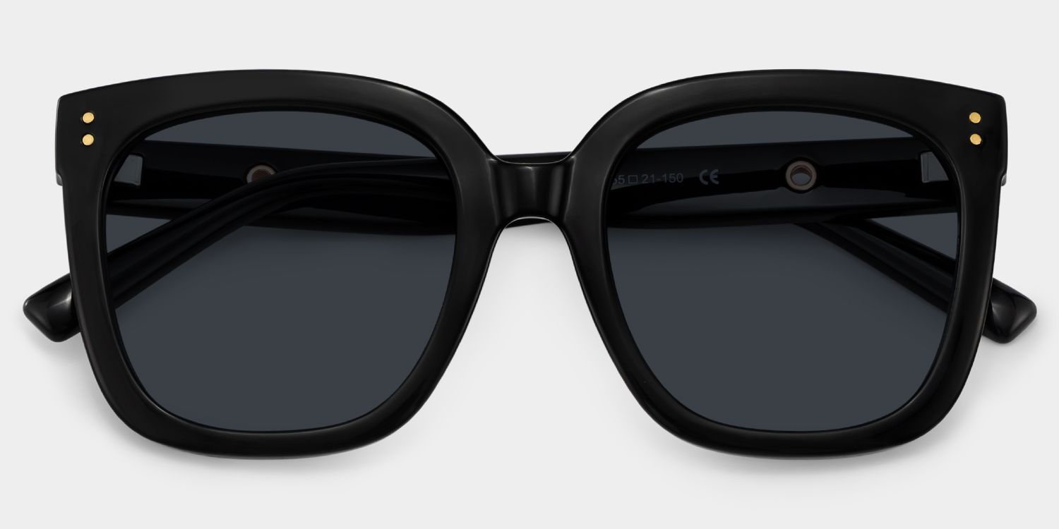 Ebony Plastic Black Square Frame Sunglasses | ZEELOOL1
