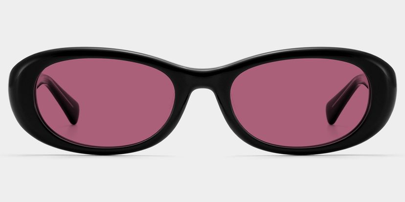 Catherine Black Oval Sunglasses
