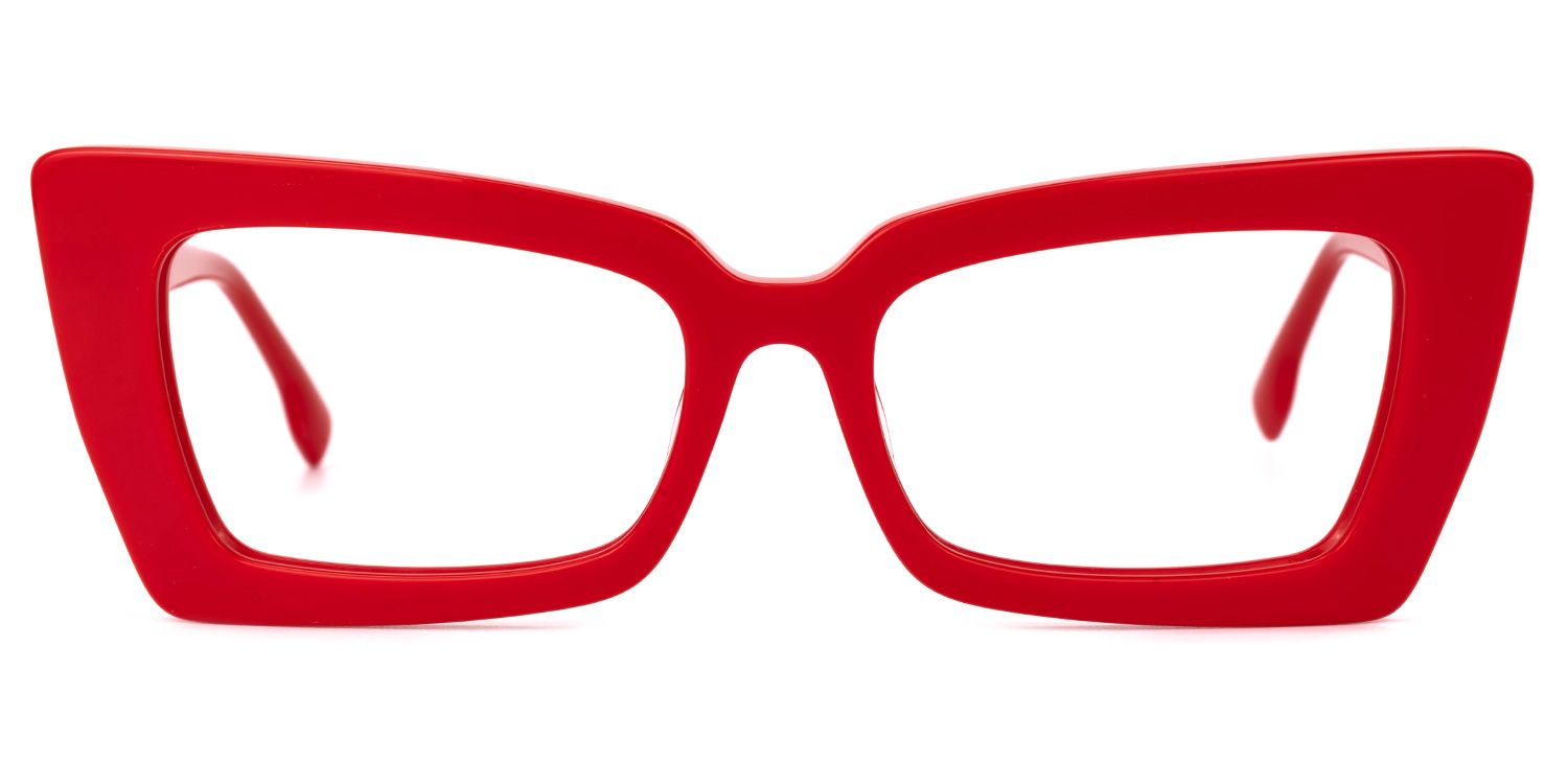 Newell Bright Red Rectangle Large Frame Glasses | Zeelool0
