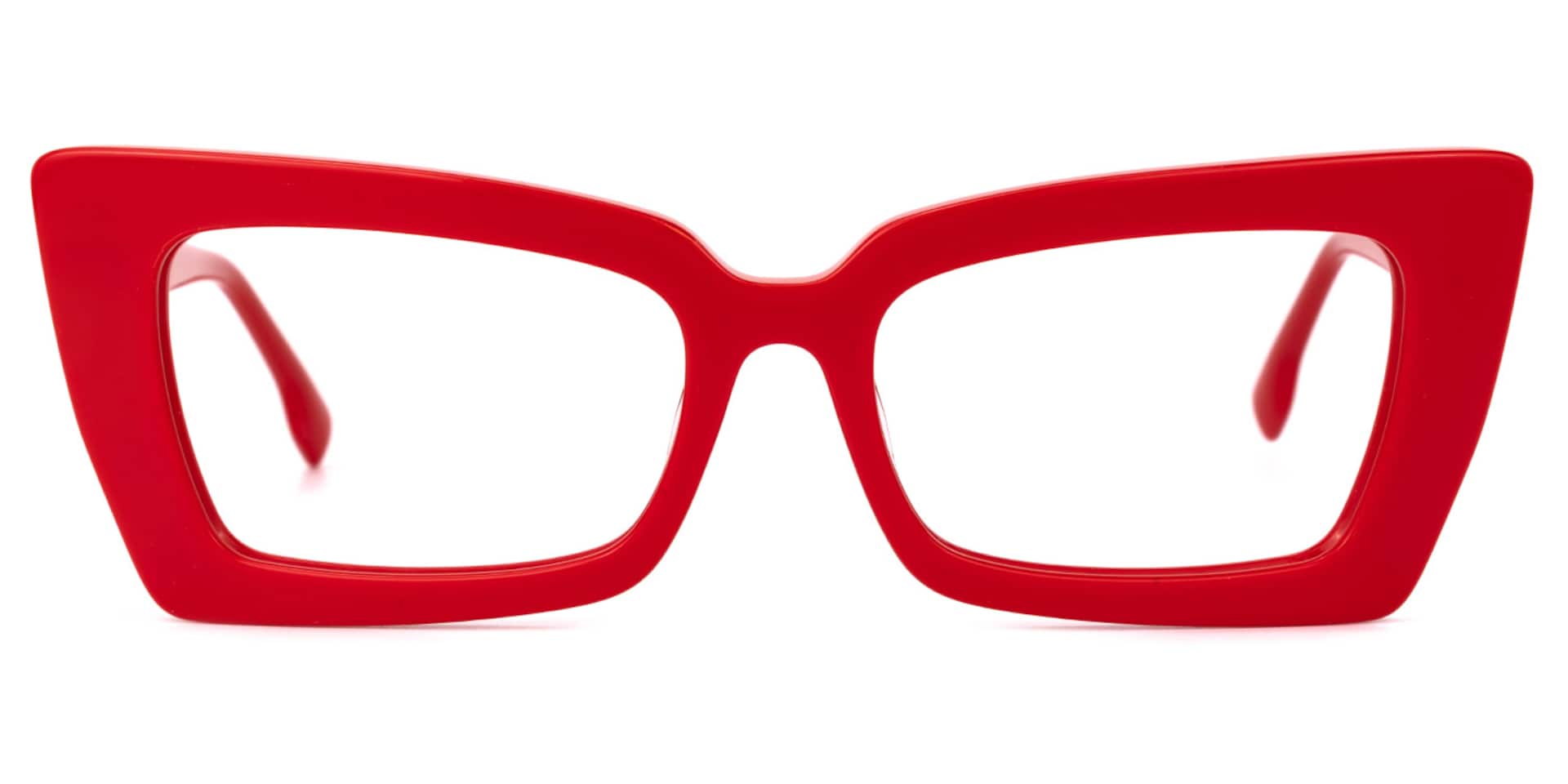 Newell Bright Red Rectangle Large Frame Glasses | Zeelool0