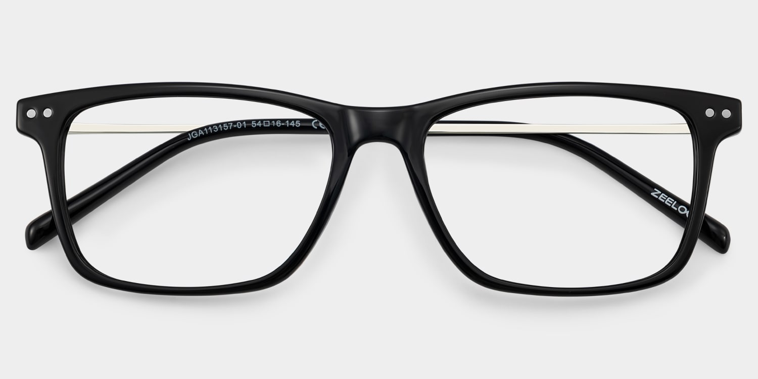 Eleanor Rectangle Black Glasses