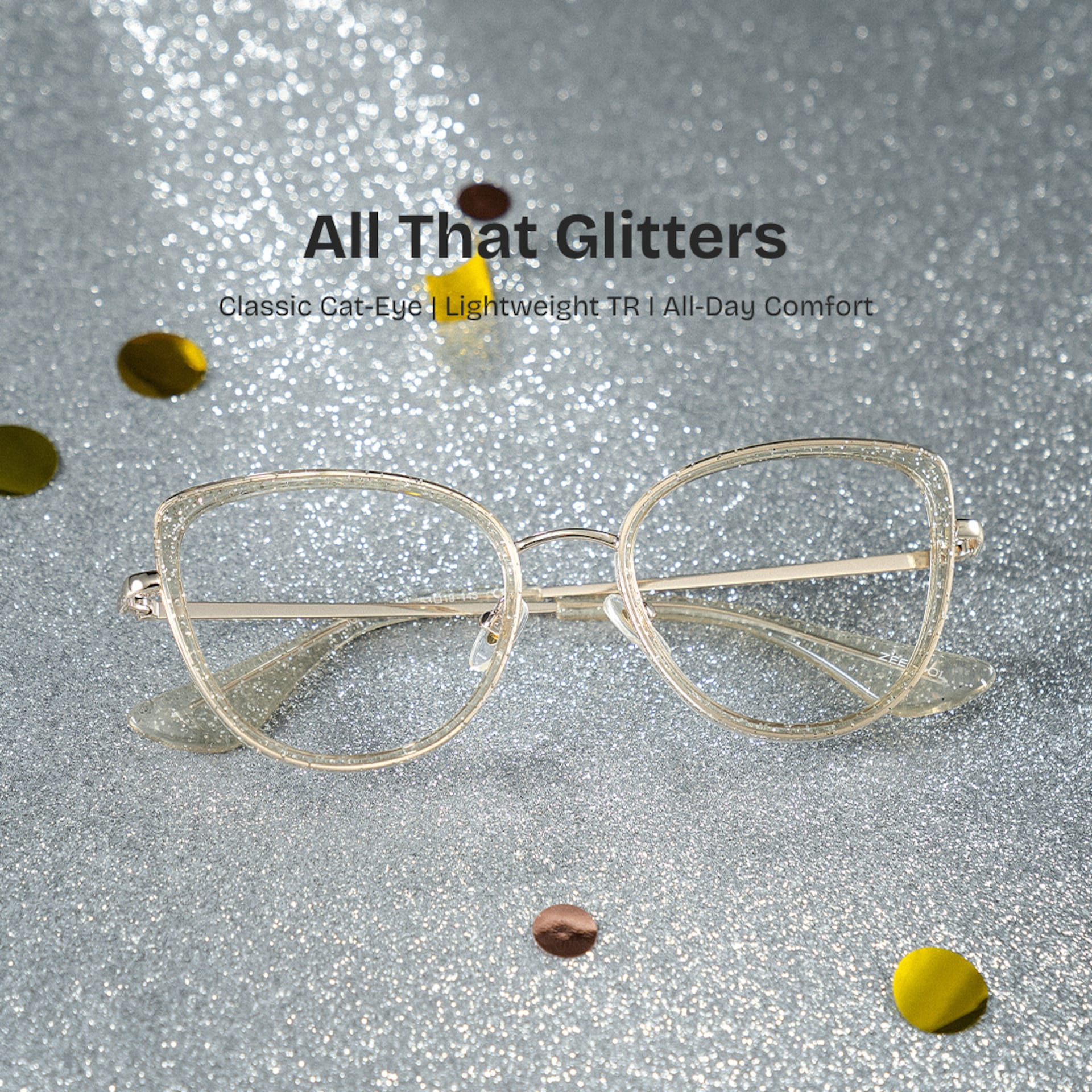 Celine Bling Cat-eye Translucent Gold Frame Glasses | ZEELOOL0