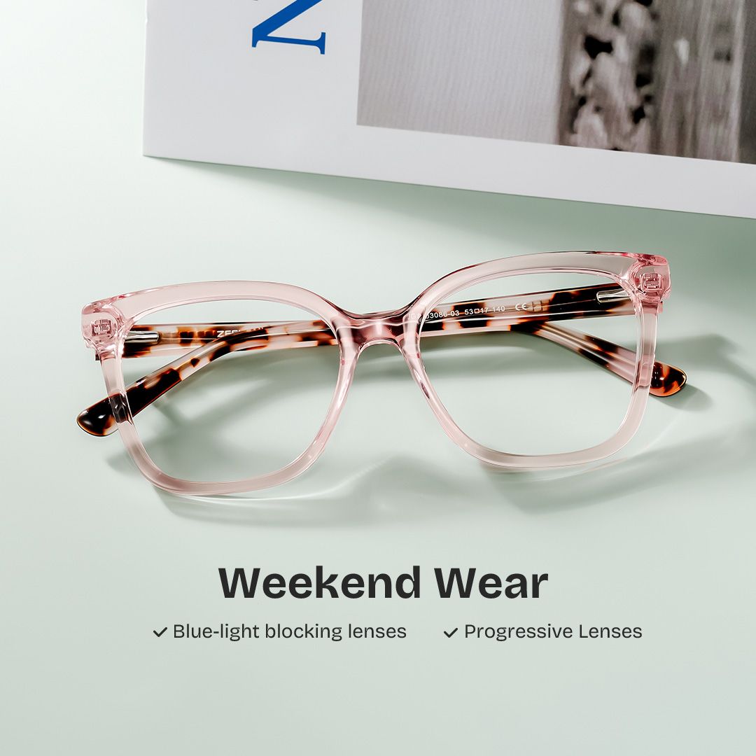 Sage Pink Frame Glasses with Rectangle Frame Online | ZEELOOL2