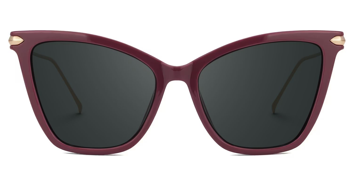 Hilary Butterfly Dark-Red Sunglasses with Thin Frames0