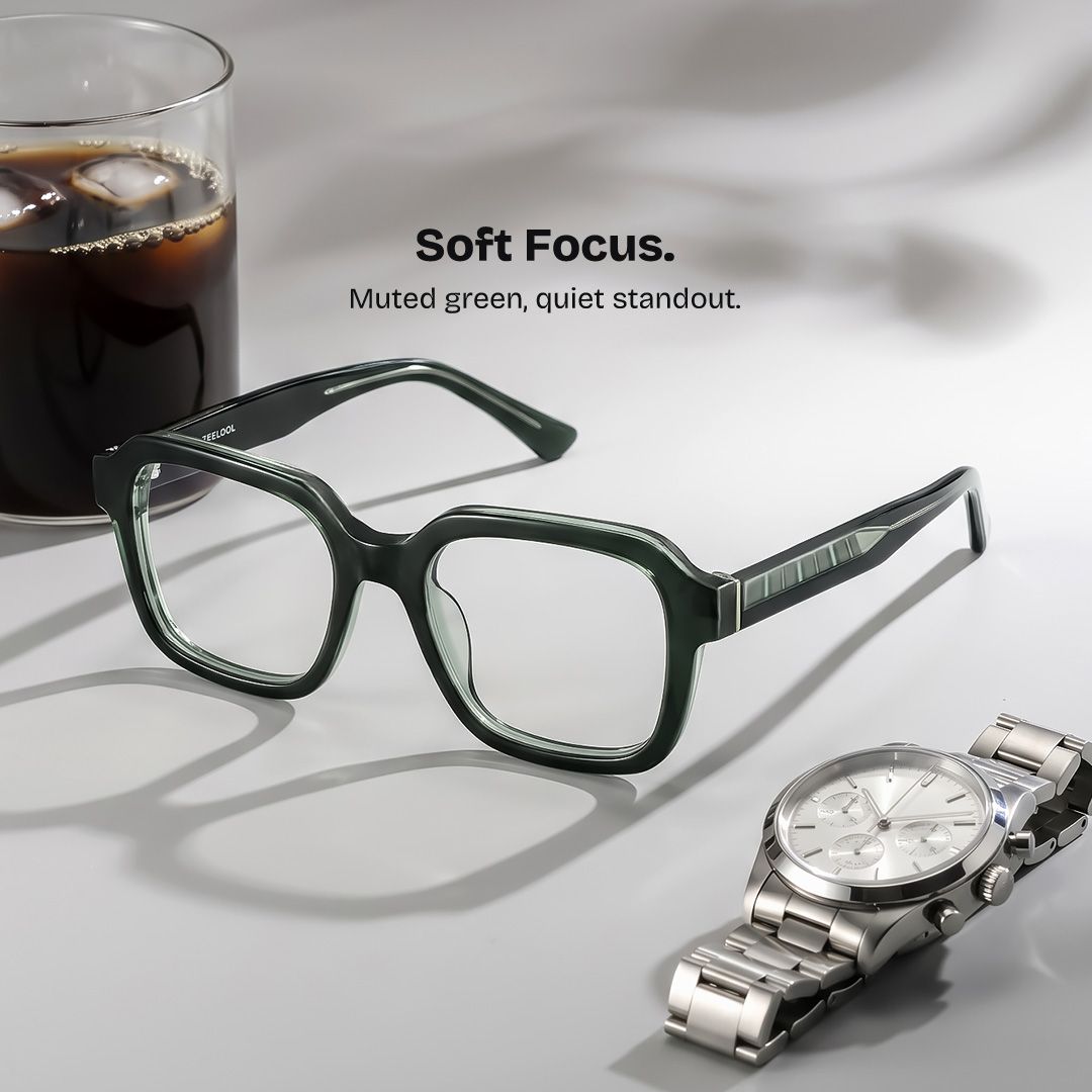 Parker Green Square Eyeglass Frames for Women | ZEELOOL0