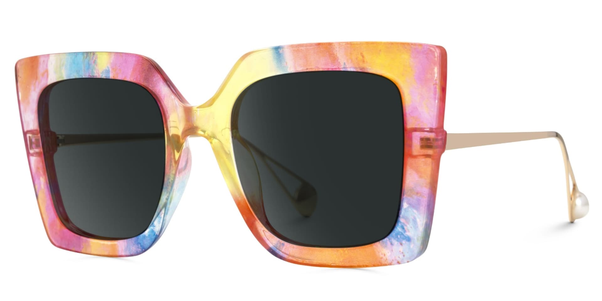 Qatar Square Rainbow Painted Thick Big Frame Sunglasses3